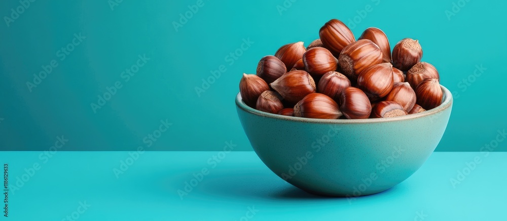 Leinwandbilder a square photo featuring both peeled and unpeeled roasted chestnuts in an earthenware bowl set again