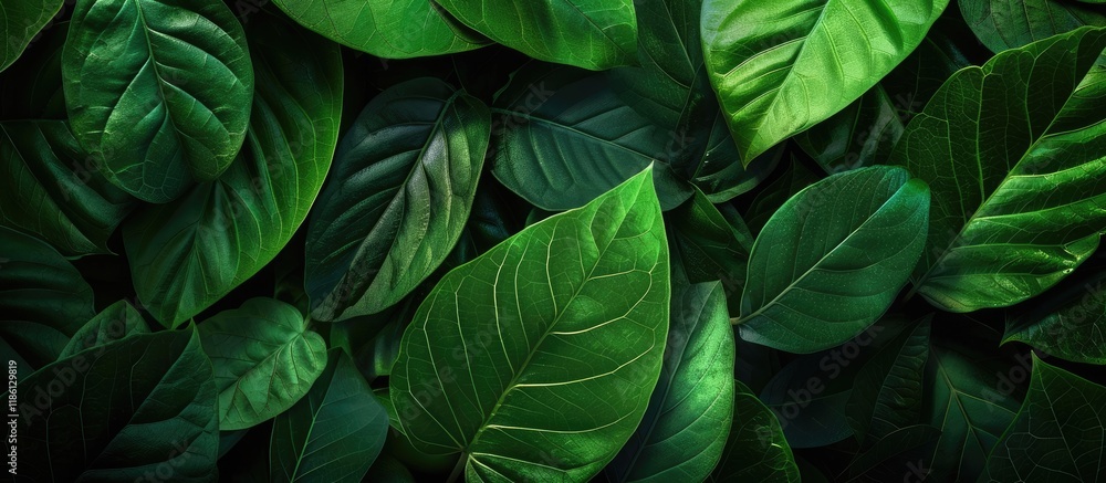 Poster green nature background close up of green leaf texture for a natural and fresh wallpaper theme. with