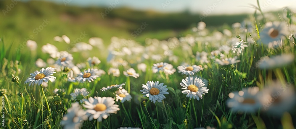 Fototapete daisy patch. with copy space image. place for adding text or design