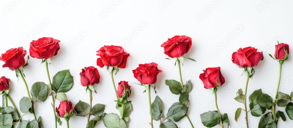 Aufkleber card and roses against a white background. with copy space image. place for adding text or design