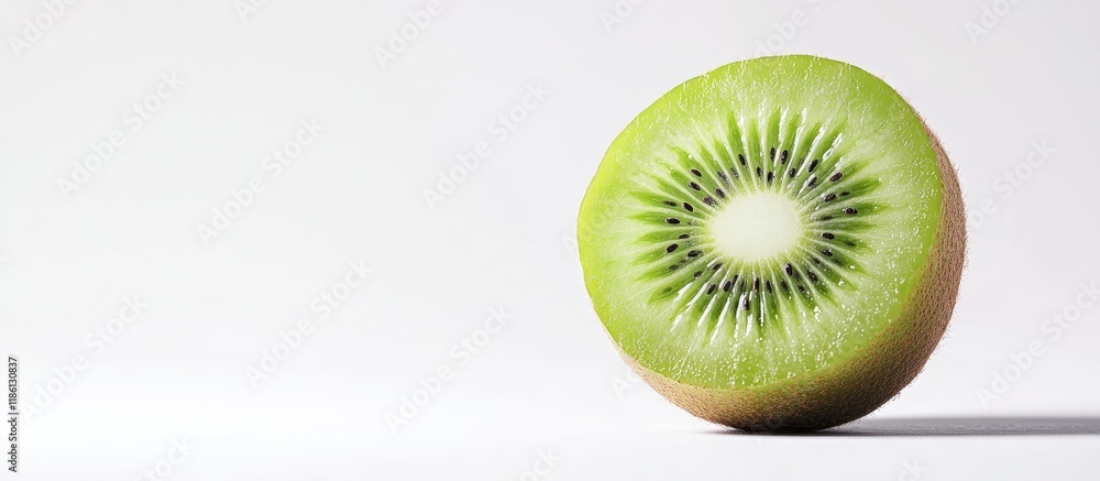 Leinwandbilder fresh green kiwi fruit isolated on a white background. with copy space image. place for adding text 