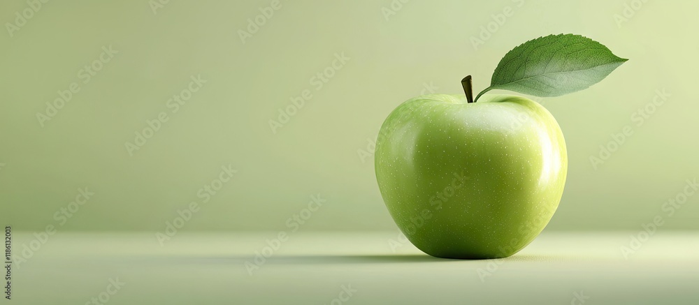 Aufkleber green apple and empty. with copy space image. Place for adding text or design