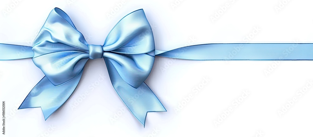 Poster Lovely blue bow on a white background. with copy space image. Place for adding text or design