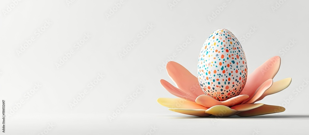 Leinwandbilder an egg featuring a pattern on a vibrant stand shaped like a flower for the easter celebration set ag