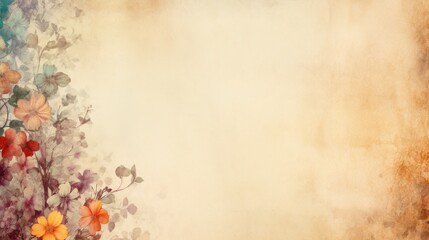 Elegant Floral Background in Soft Pastels with Delicate Flowers and Textured Beige Canvas
