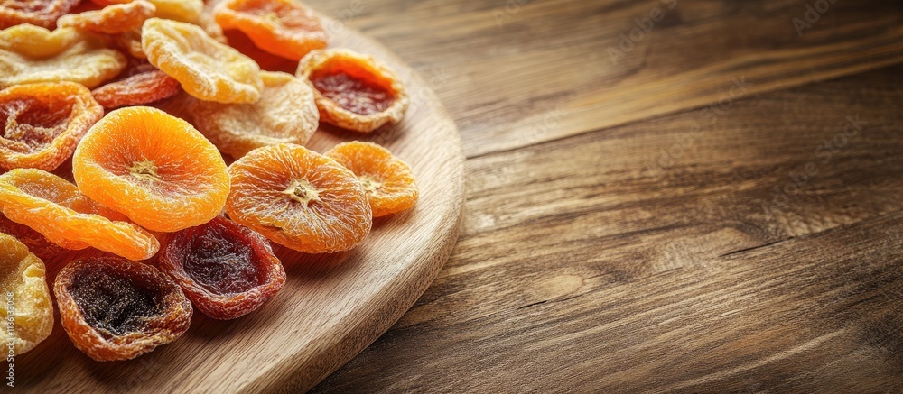 Poster dried fruits on the tabletop. with copy space image. place for adding text or design