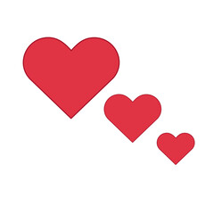 three red hearts isolated vector art design symbol icon