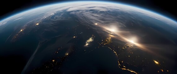 Obraz premium A captivating satellite capture illustrating Earths docking at significant latitudes