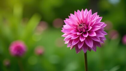 Obraz premium Round flower of Allium herbaceous blooming on a leafless stalk in the garden, allium, flowering plant