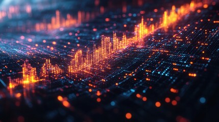 Fototapeta premium Abstract glowing digital landscape background.