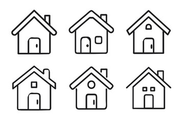 set of house line icons