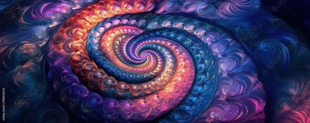 Poster abstract art, vibrant colors, digital background with swirling patterns and textures, deep blues, pi