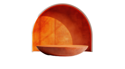orange podium 3d render icon isolated on white background