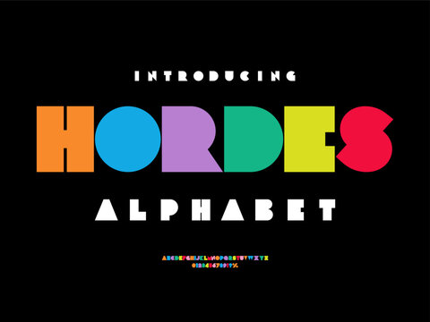 Vector of modern abstract colorful alphabet design uppercase, numbers and symbols