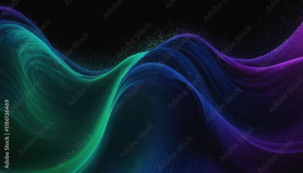 Poster digital wave with many dots and particles abstract dynamic wave background technology 7