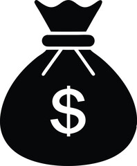 Money Bag Silhouette Vector, Money Bag Icon Symbol