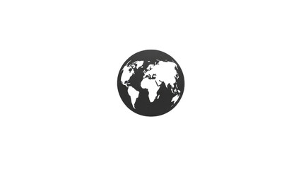 Minimalist globe icon featuring a sleek black outline on a clean white background, ideal for modern design applications and global themes