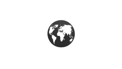 Minimalist globe icon featuring a sleek black outline on a clean white background, ideal for modern design applications and global themes