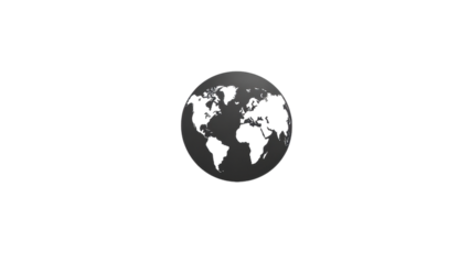 Minimalist globe icon, sleek black outline, crisp white background, modern design, versatile for various applications, clean aesthetic.