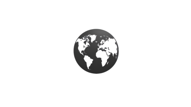 Minimalist globe icon, sleek black outline, crisp white background, modern design, versatile for various applications, clean aesthetic. - Powered by Adobe