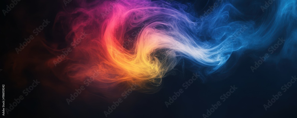 Poster abstract colorful swirl of rainbow hues blending from warm to cool tones, creating a vibrant and dyn