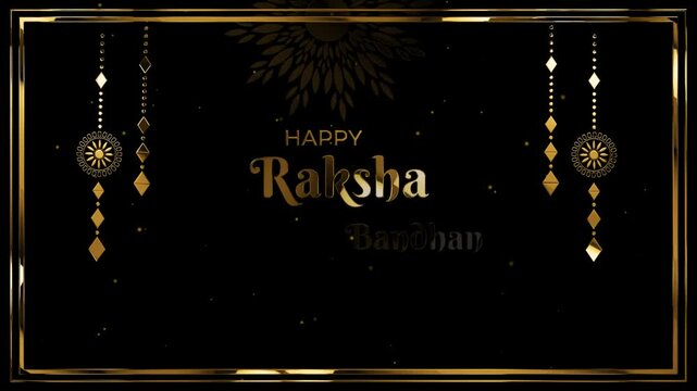 luxury gold happy raksha bandhan text effect animation green screen background