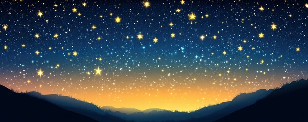 Fototapeta premium Abstract night sky filled with twinkling stars, magical celestial theme, calming atmospheric design.