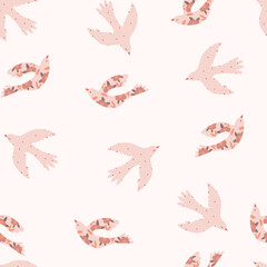 Seamless pattern with hand drawn birds.