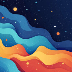 Fototapeta premium Abstract waves and cosmic elements in vibrant colors create a mesmerizing visual experience