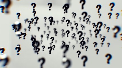 Exploration of Curiosity and Uncertainty Blurred Background with Floating Question Marks Invites Inquiry and Contemplation Amidst Confusion
