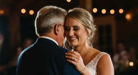 Father and daughter sharing a heartfelt dance at a wedding celebration