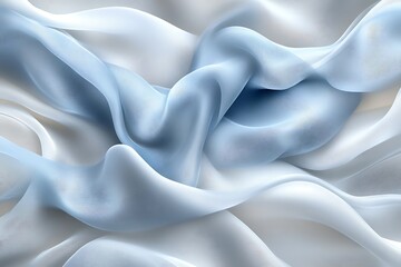 Fototapeta premium Soft, flowing blue and white silk fabric.
