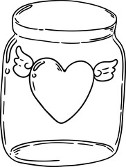 sketch heart jar