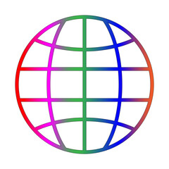 Earth grid icon line gradient