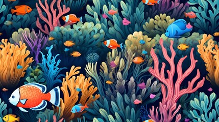 marine pattern with elements of coral background