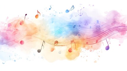 Fototapeta premium Watercolor Music Notes Abstract Background Design