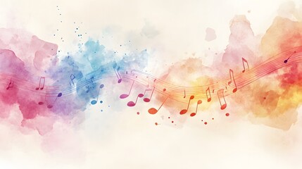 Obraz premium Watercolor Music Notes Abstract Design