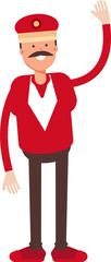 Train Operator Character Raising Hand Illustration
