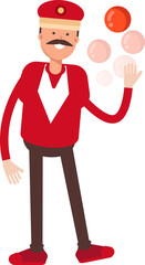 Train Operator Character Playing Ball
