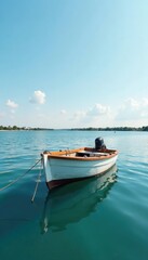 Boat on the calm waters of the Albufera Lagoon, boat, nautical, nature