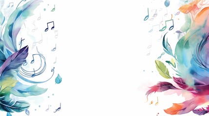 Frame for invitation card a background bedecked with leaf and music not watercolor