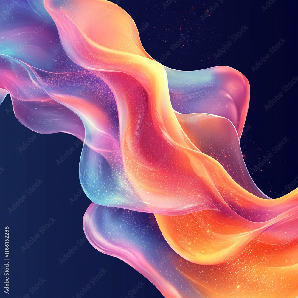 Aufkleber colorful flowing abstract shapes create a mesmerizing visual experience in digital art