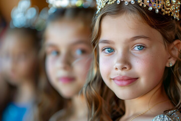 Fototapeta premium Girls compete in a beauty queen contest generative AI