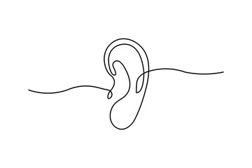 Obraz premium Simple illustration of human ear vector continuous single line art drawing 