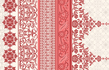 Traditional Mughal Border motifs revived for cutting-edge digital prints.