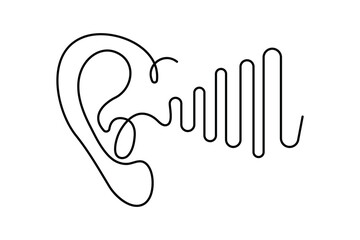 Obraz premium Simple illustration of human ear vector continuous single line art drawing 