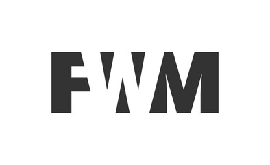 Obraz premium FWM logo design. Initial letter F W M bold font style for tech startups, consulting, corporate branding. Creative company name, headlines typography identity, trendy logotype.