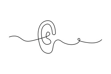 Simple illustration of human ear vector continuous single line art drawing
