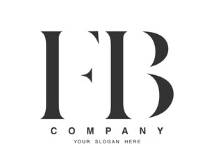 FB logo design. Initial letter f and b serif font style. Creative classic company name typography. Trendy logotype or identity.