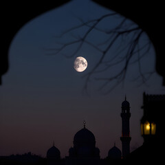 Ramadan background. Ramadan Mubarak with mosque frame